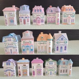 Set of 14 Vintage Lenox Spice Village Jars